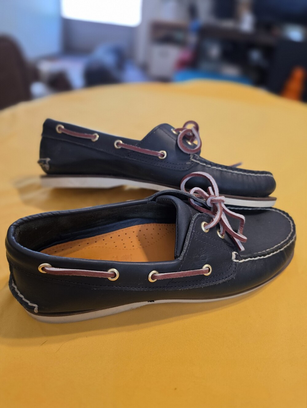 Timberland Navy and Burgundy Leather Boat Loafers